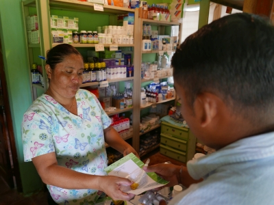 A patient receiving medicines